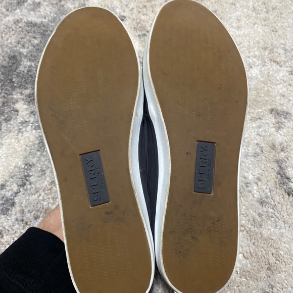 Sperry womens top sider charcoal leather boat shoes 9.5 ribbon style lace canvas - Picture 10 of 12